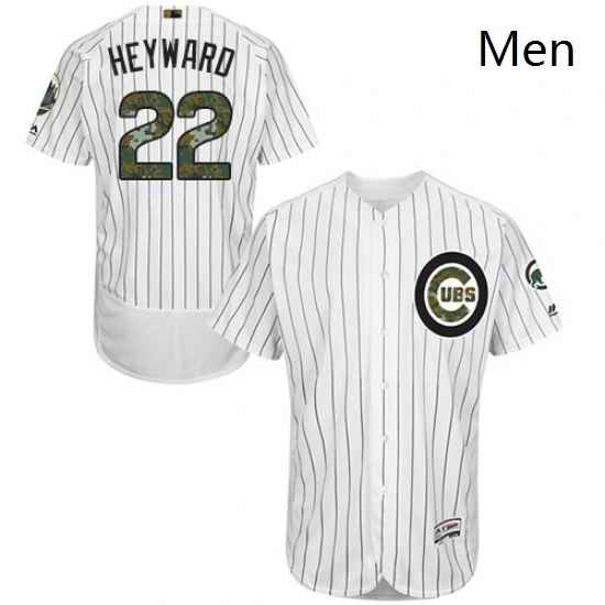 Mens Majestic Chicago Cubs 22 Jason Heyward Authentic White 2016 Memorial Day Fashion Flex Base MLB Jersey
